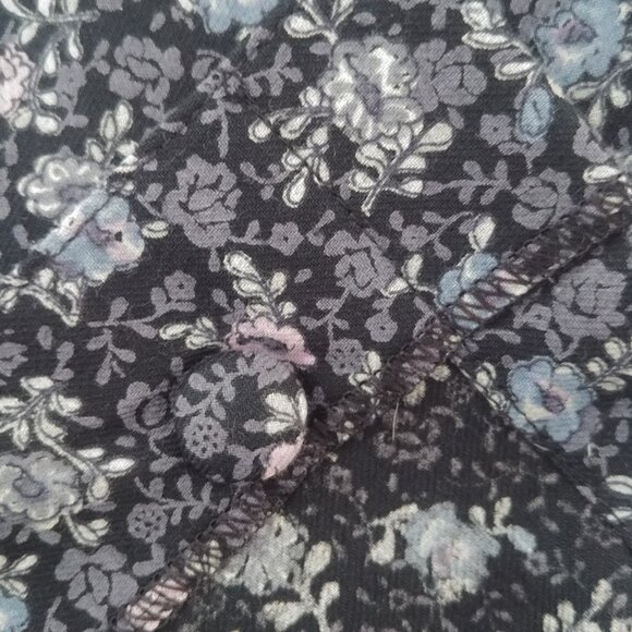 Vintage wool cotton blouse top made in Canada blue grey purple floral Sm… - Picture 10 of 15